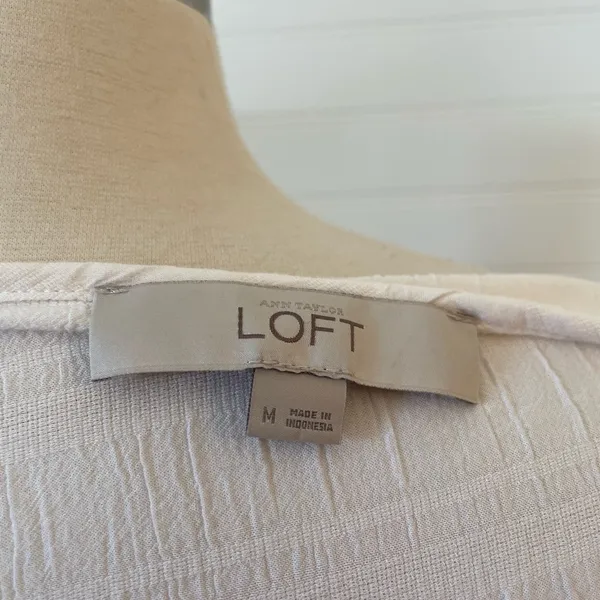 Ann Taylor Loft Ivory Textured Gauze Top Blouse - Image 6