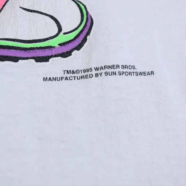Vintage 90s Sun Sportswear Bugs Bunny Baseball Jersey Women Large White Purple - Image 5