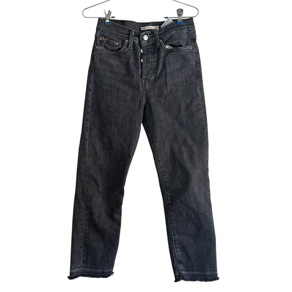 LEVIS Wedgie Straight Cropped Denim Jean Faded Black Sz‎ 27 - Image 2