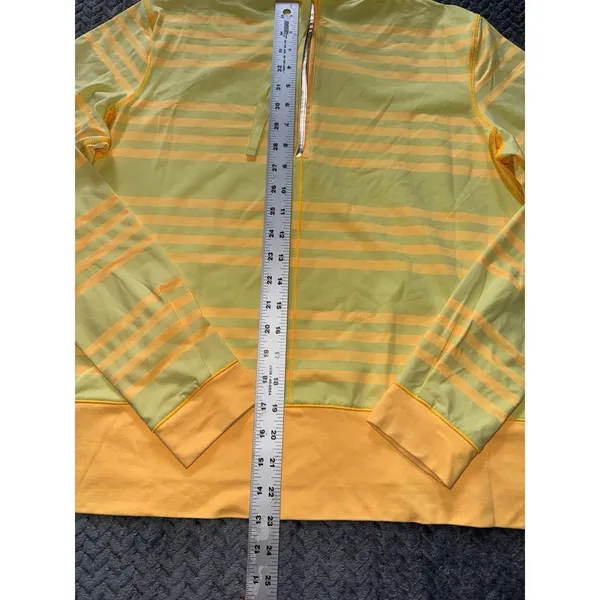 Lululemon Womens Mellow Yellow Striped‎ Run Warm Up Crew Rear Zip Size 10 - Image 8