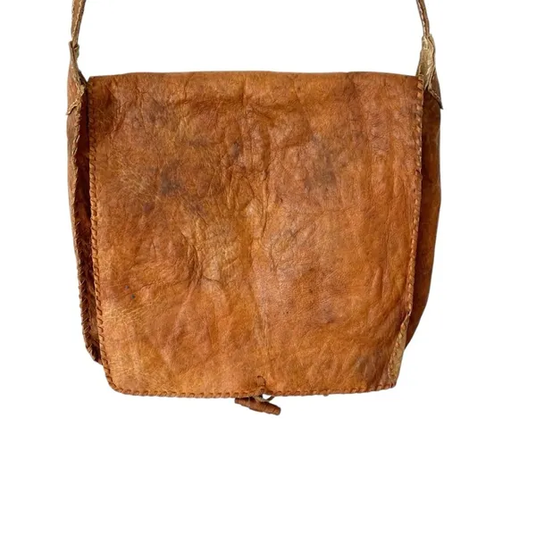 Vintage Brown Leather Saddle Bag Crossbody Rustic Cowboy Purse Bohemian - Image 2