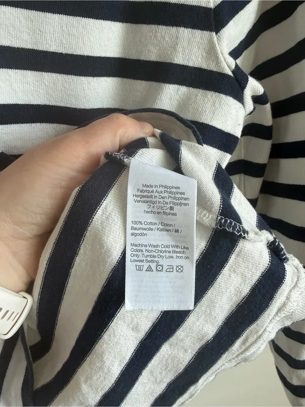 J.Crew Classic Mariner Boat Neck Striped Tee Navy White Size Small - Image 7