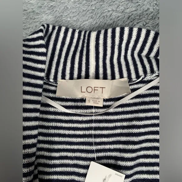 NWT Loft cardigan Black and White Striped sweater small MSRP$70 - Image 3