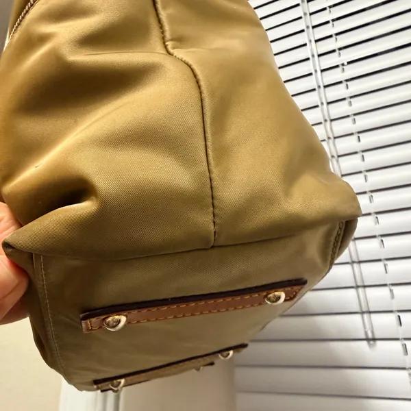 Dooney & Bourke Nylon Satchel Bag Khaki Tan Leather Trim Pockets Hot Pink‎ - Image 10