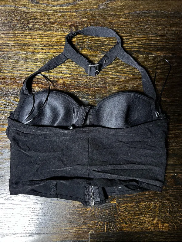 Killstar Night Patrol Black Halter Corset Zip Buckle Accents Goth Metal Medium - Image 8