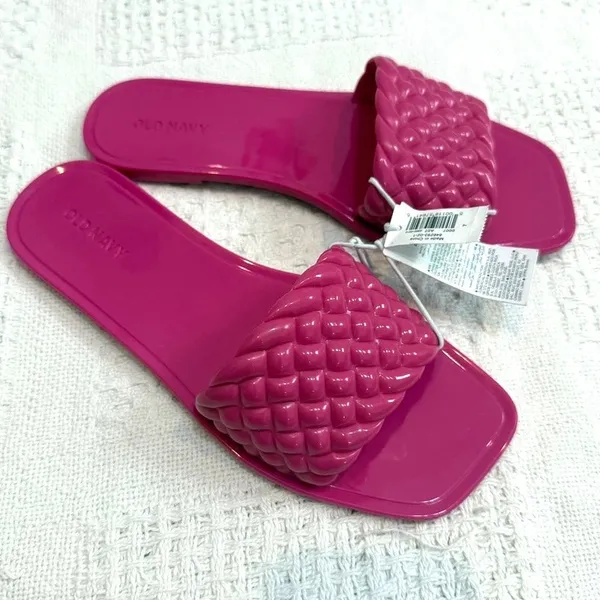 Old Navy 7 braided band jelly sandal flats slides pool shoes 2938 - Image 7