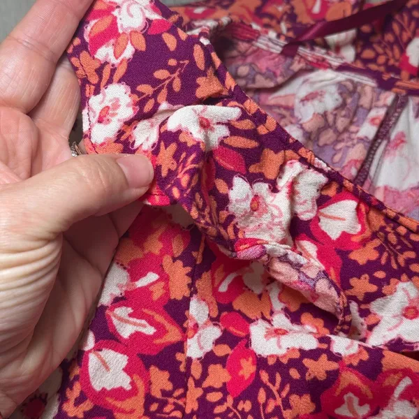Free People Sweet‎ Memories blouse fruit punch combo boho floral ruffle size s - Image 7
