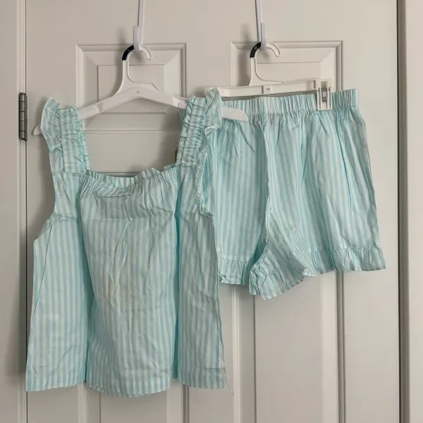 Few Moda kourt Aura Two-Piece Pajama Set -‎ Size M - Mint Stripe - NWT - Image 7