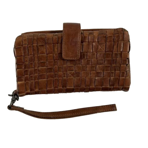 Valenca Holland Brown Woven Distressed Leather‎ Wallet Credit Card ID Holder - Image 3