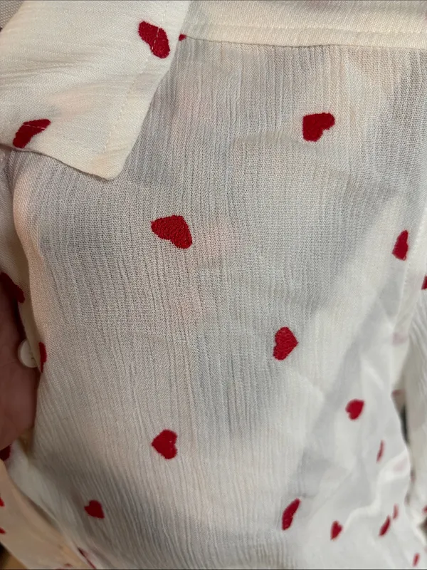 torrid White Button-Down Shirt with Red Heart Print - Image 2