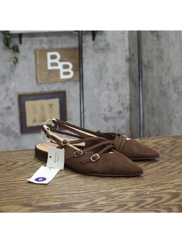 NWT A New Day Twiggy Multi Buckle Mini Heel Flats 94303755 Brown 6M - Image 2