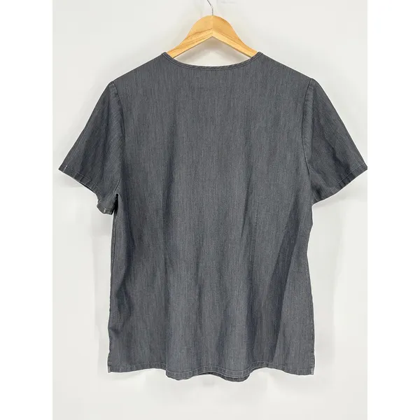 FIGS‎ Caspian V-Neck Scrub Top Large Heathered Charcoal Gray Single Pocket - Image 5