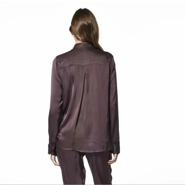 Young Fabulous & Broke Susan Blouse Small Plum Raisin Hidden Button Front NWOT - Image 3