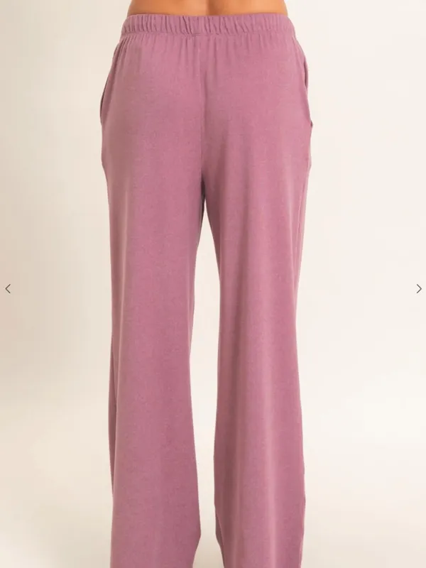 Dusty Mauve Plum Zip Up Top Wide Leg Pants Set Medium - Image 6
