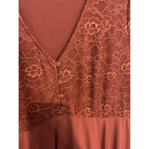 Torrid Knit And Lace Dress Size 1x Rust V Neck Casual - Image 6
