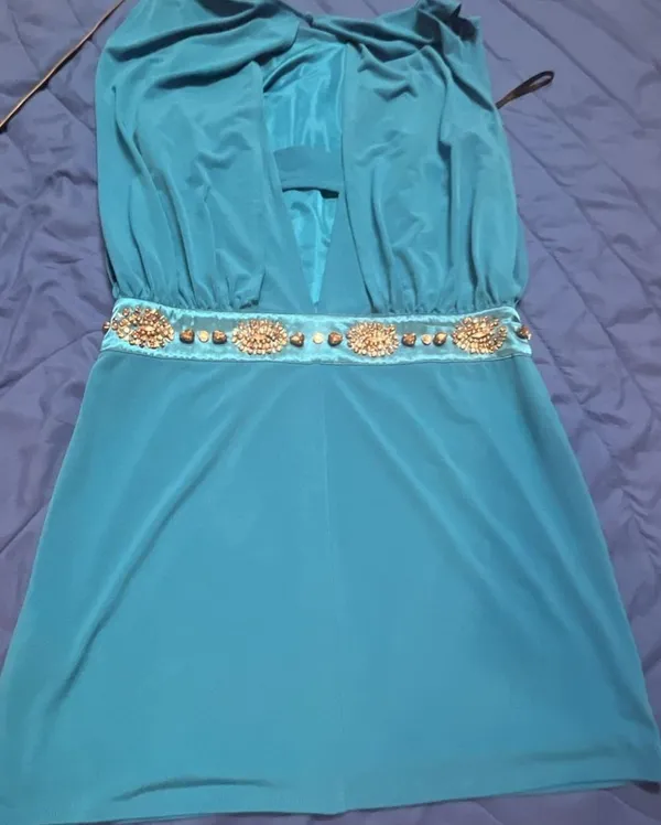 Laundry by Shelli Segal Electric Blue Beaded Waist Mini Dress - Image 8