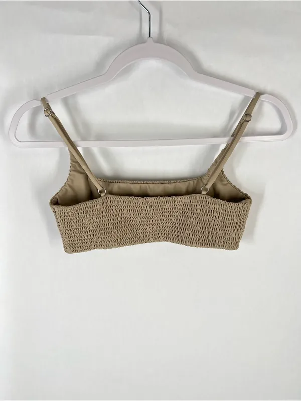 Aila Blue Alice‎ Smocked Bikini Top Tan Taupe Size M NWT - Image 4