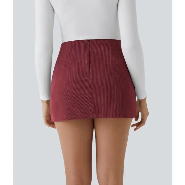 Halara High Waisted Y2K Mini Corduroy Stretch Casual Skirt Pomegranate Large - Image 3