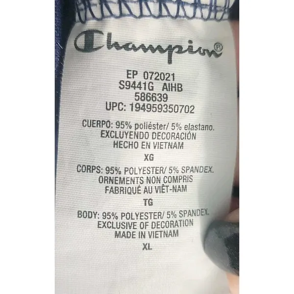 Champion Hooded Sweatshirt Womens Xl Navy With Red‎ Lettering. - Image 5