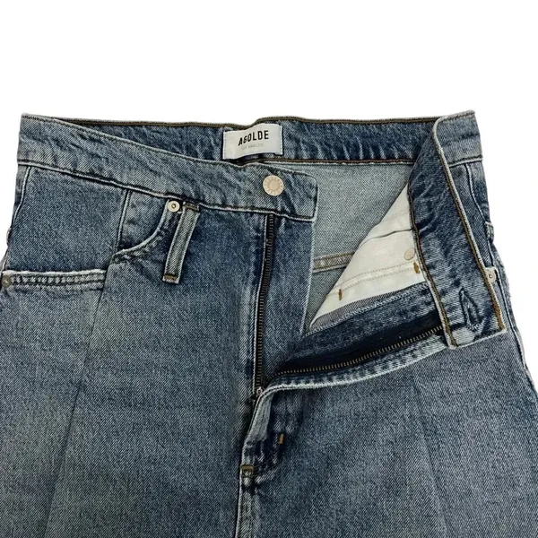 AGOLDE 90's Denim Mini Jean Skirt High Waisted Blue Cotton Festival Size 24 - Image 8