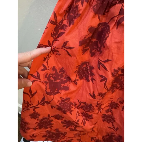 Free People Meet Me In Maui Red Printed Dress Size Medium Pinafore Bow - Image 6