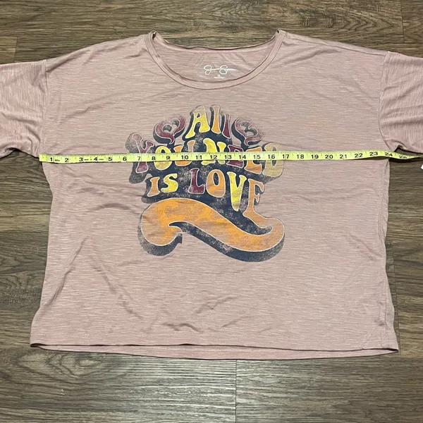 Jessica Simpson NWT Women's Rose Colored "All You Need Is Love" Shirt X-Large - Image 7