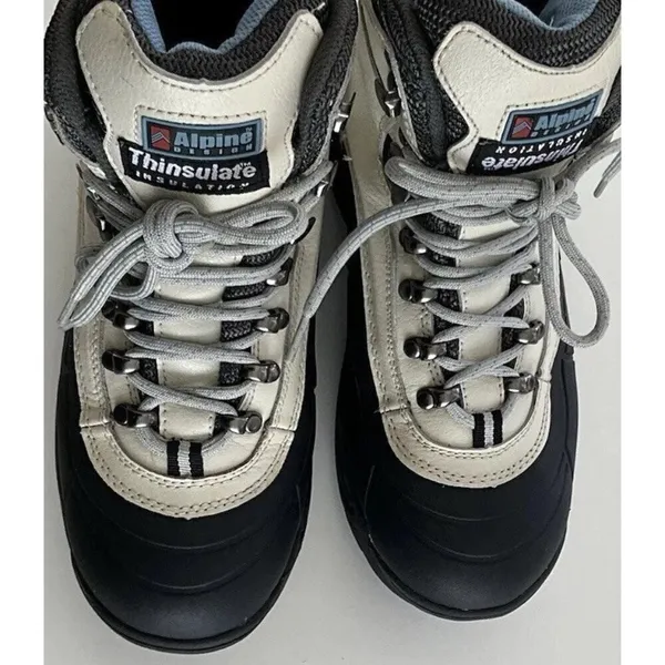 Alpine Design Women’s Sz 8 Boots Blue White Cream Leather Activewear Travel - Image 2