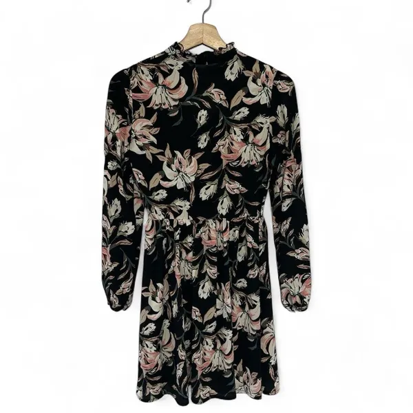 Soiéblu Floral Choker Dress Small Black Pink Cutout Romantic Boho Feminine Cute - Image 3