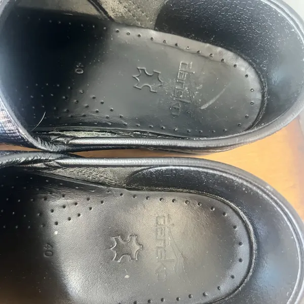 Dansko Professional Clogs Size 40 US‎ 9.5-10 Black Blue Striped Slip On Patent - Image 3