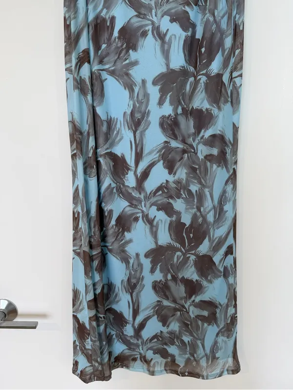 Pretty Garbage Strapless Blue Floral Maxi Dress - Image 3