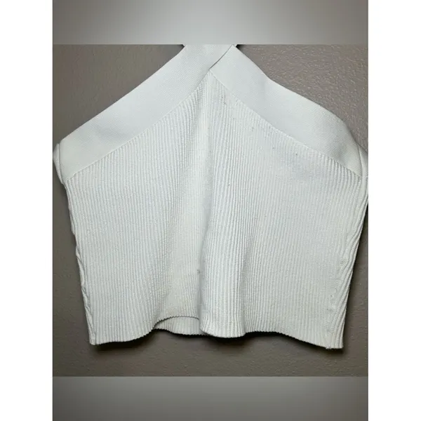 Quince White Cropped Halter Ribbed Knit Sleeveless Tank Top Women’s Size Large - Image 7