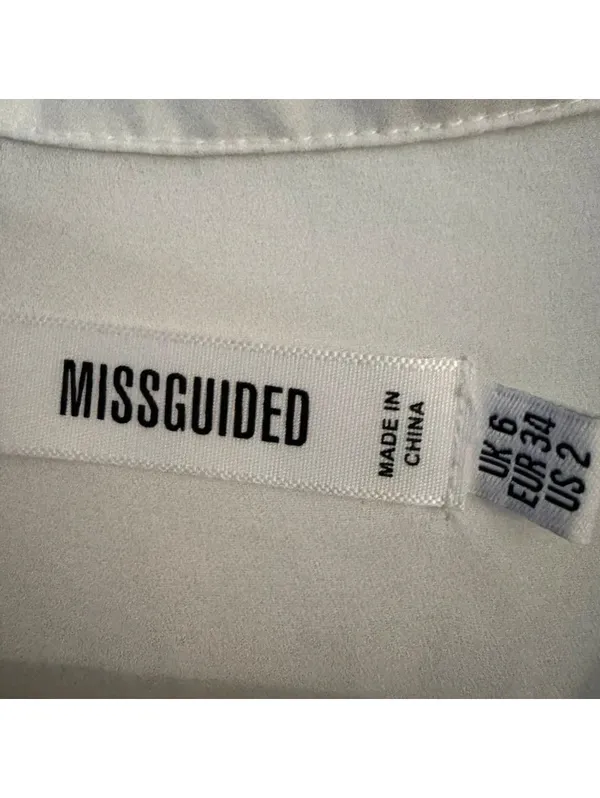 Missguided White Oversized Collared Blouse Shirt Size US 2 UK 6 EU 34 - Image 3
