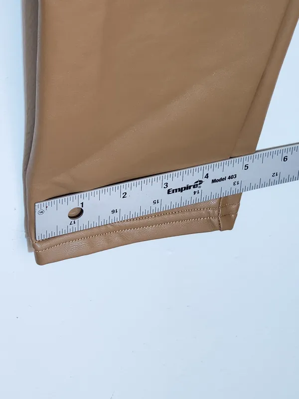 Abercrombie and Fitch Light Brown Faux Leather Pants Size XL - Image 6