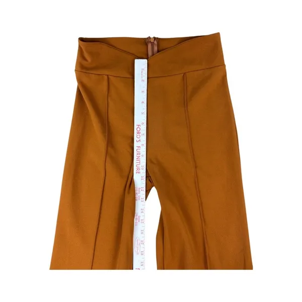 FORE Caramel Brown High Waisted Wide Flare‎ Leg Pants V Waistband Medium Pintuck - Image 5
