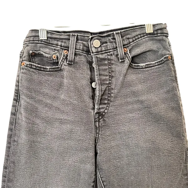 LEVIS Wedgie Distressed Ankle Denim Gray‎ Wash Sz 28 - Image 4