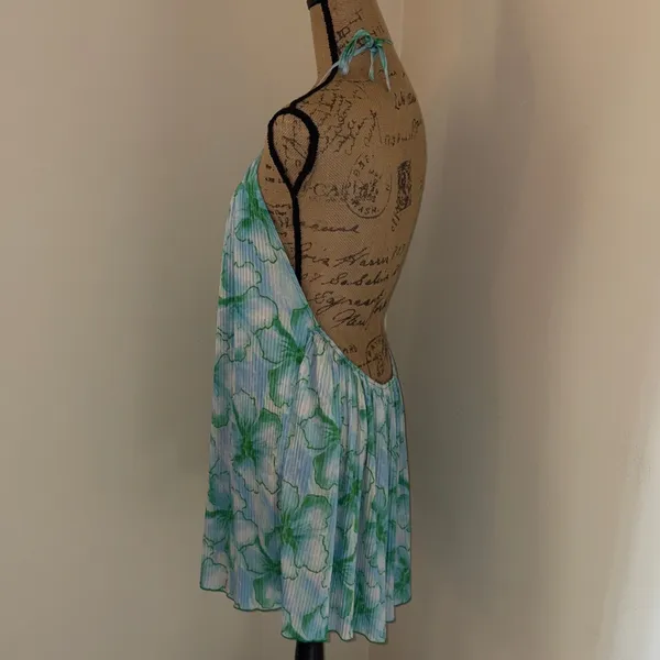 Blue & Green Floral Halter Tunic Dress - Image 3