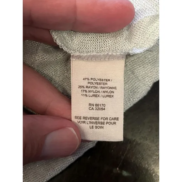Free People Tank Top Womens Small Silver Lurex Scoop Neck Racerback Cropped - Image 7