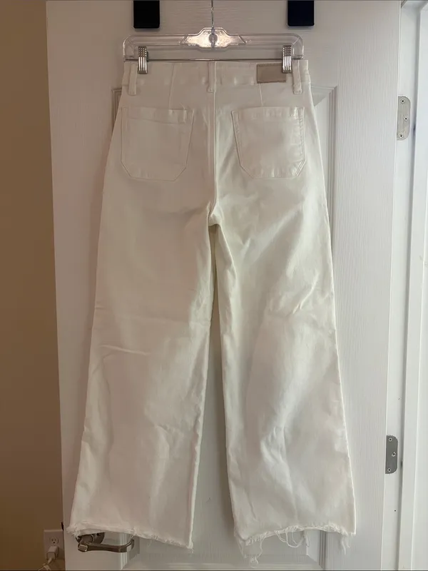 Paige Anessa High Rise Wide Leg Ankle Jeans in Tonal Ecru size 27 - Image 6
