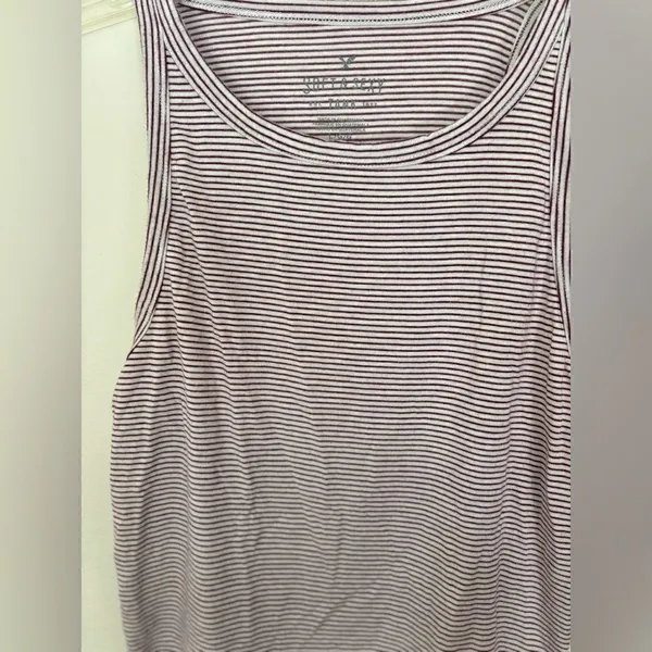 American Eagle Soft & Sexy Striped Muscle Tank Top Large Purple - Image 5
