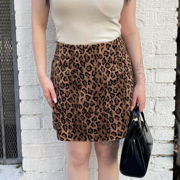 Free People Vintage retro cheetah Leopard print fuzzy mini skirt sz s / 26 - Image 4