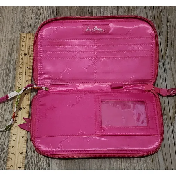 Vera Bradley Women's‎ Lilly Bell Zip-Around Wristlet Pink White Cotton Quilted - Image 4