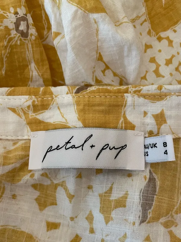 Petal & Pup Mustard Floral Print Button-Front Mini Dress Shirt Dress Size 4 - Image 4