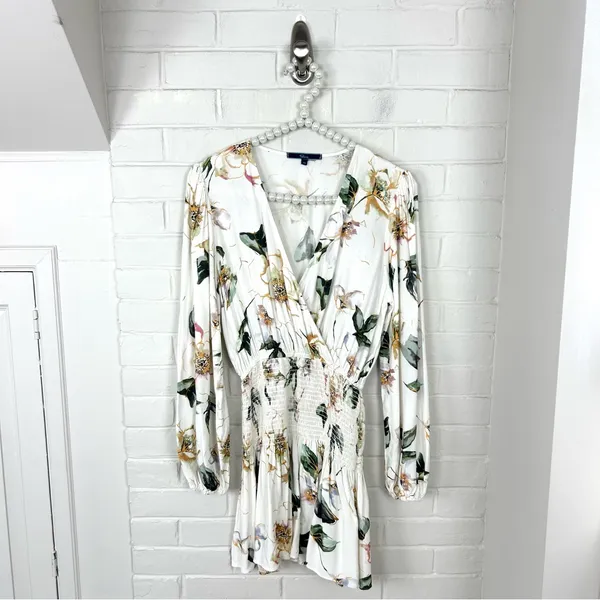 Shore Floral Smocked Waist Mini Dress Size XS - Image 2