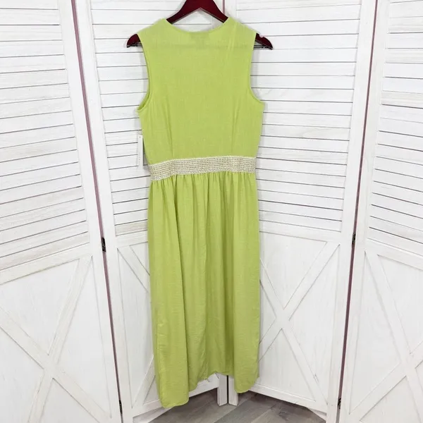 Stella & Julie Button Front Sleeveless Maxi Dress Lime Green Large‎ - Image 8