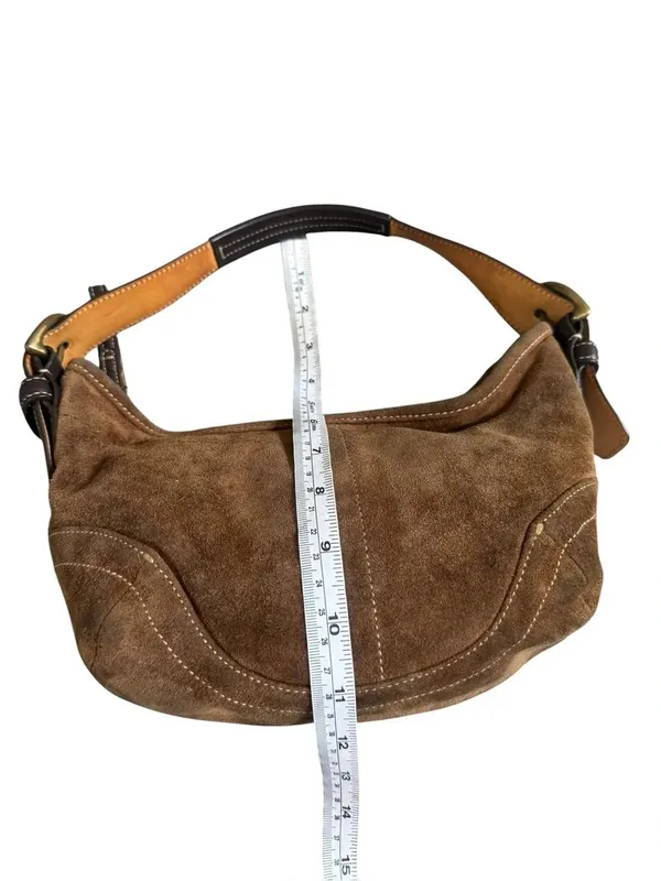 Coach D3S-9503 Suede Leather Shoulder Bag Handbag Brown Vintage - Image 7
