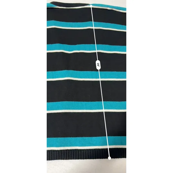 Sophisticates by Pendleton Womens Medium Striped Cotton Cardigan Black Teal USA - Image 7