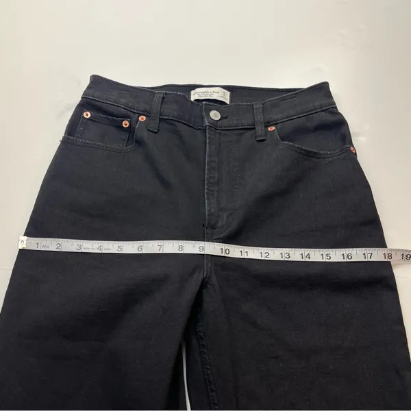 Abercrombie & Fitch 90s Straight Ultra High Rise 29 / 8 Regular Black Denim Jean - Image 7