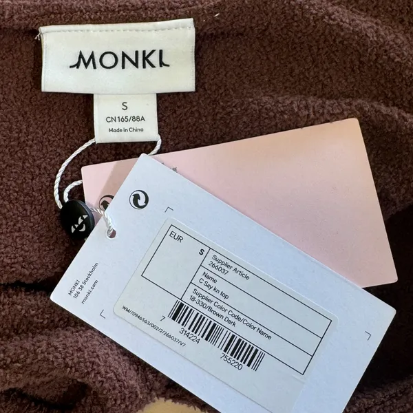 NWT Monki C Say Knit Top Dark Brown Boucle Knit Sleeveless Crop Tank Small - Image 5