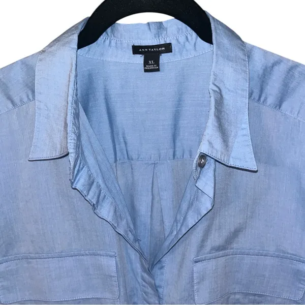 Ann Taylor Weekend Collection Chambray Utility Pocket Tunic Shirt Size XL - Image 5