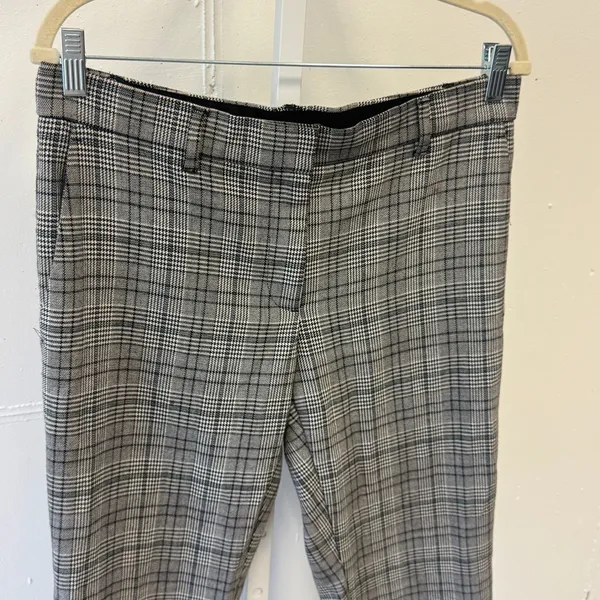Ann Taylor Grey Glen Plaid Ankle Trousers Women's 6 Stretch Slim Dress Pants - Image 4